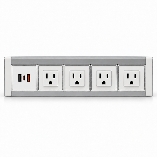 Desktop SafeCharge Power Dock Desk-Mountable Shielded Power Strip and Grounded Charger