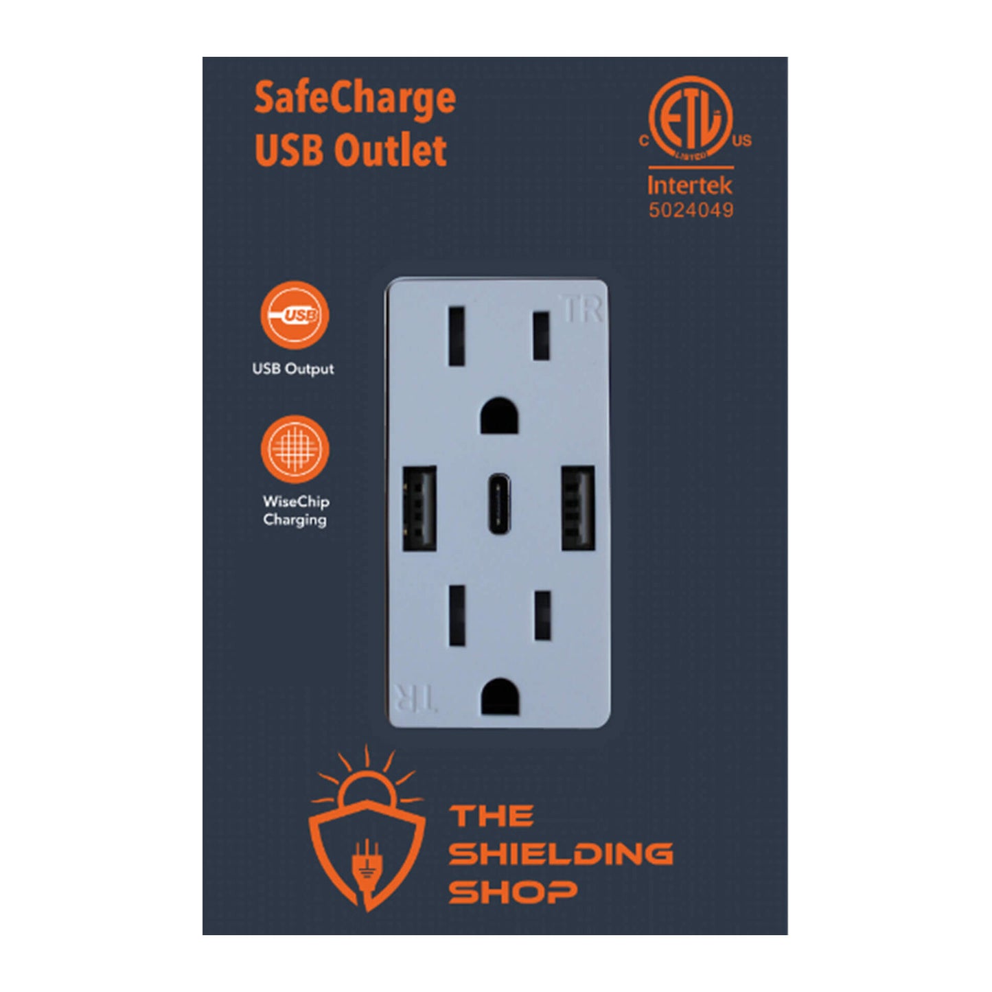 SafeCharge USB Outlet - Power Outlet with Grounded USB Charging Ports