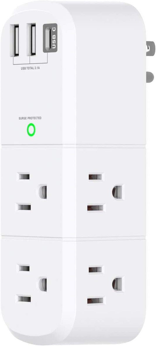 Grounded Low-EMF Phone/Device Charger - Greatest Charger for home, office, and travel - USB A and C plus outlets