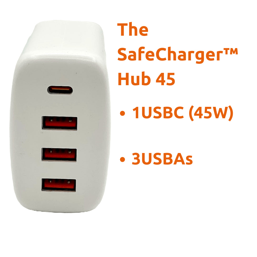 The SafeCharger™ by The Shielding Shop - Actual 3-Prong Grounded Charger for Phones and Other Devices