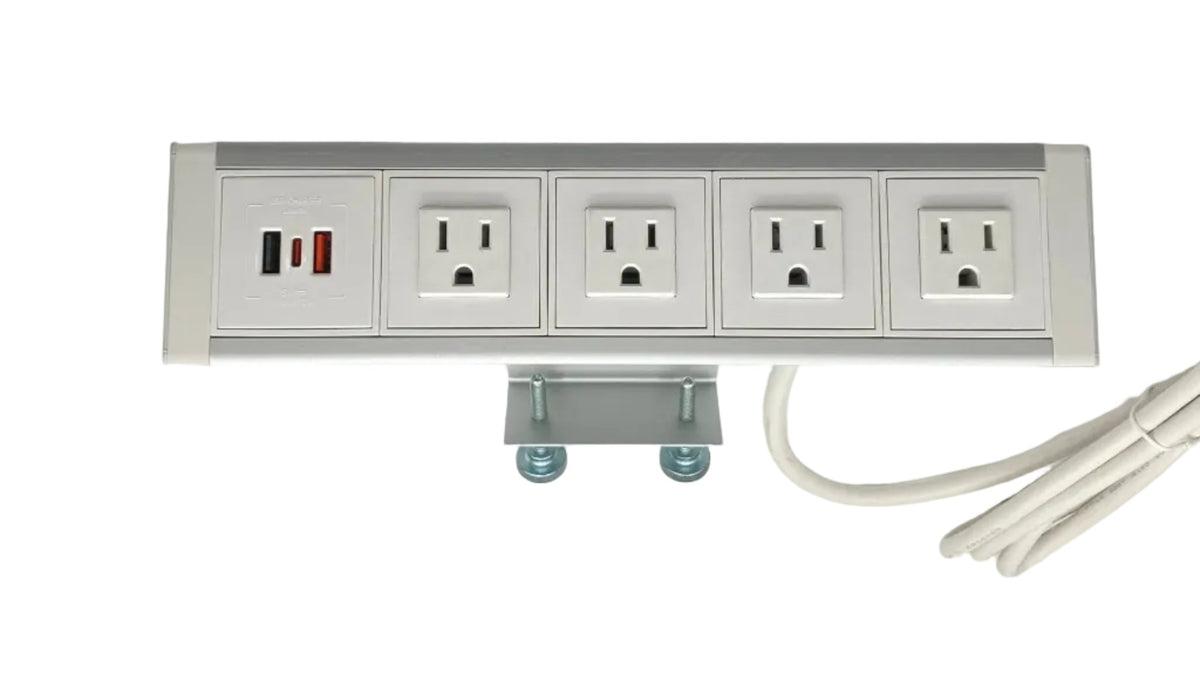Desktop SafeCharge Power Dock Desk-Mountable Shielded Power Strip and Grounded Charger