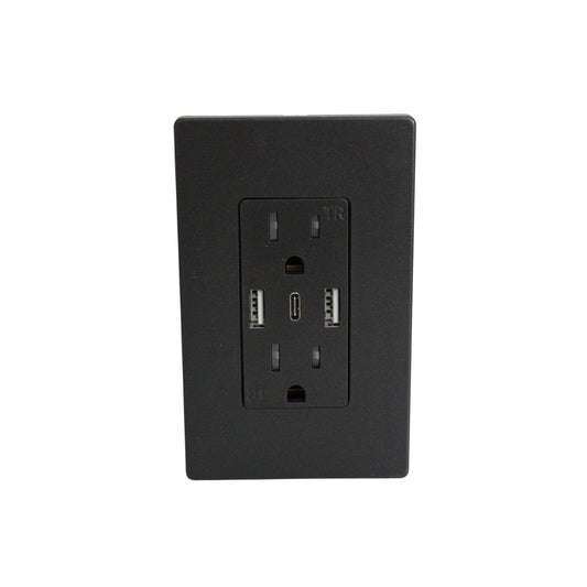 SafeCharge USB Outlet - Power Outlet with Grounded USB Charging Ports