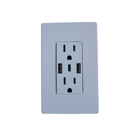 SafeCharge USB Outlet - Power Outlet with Grounded USB Charging Ports
