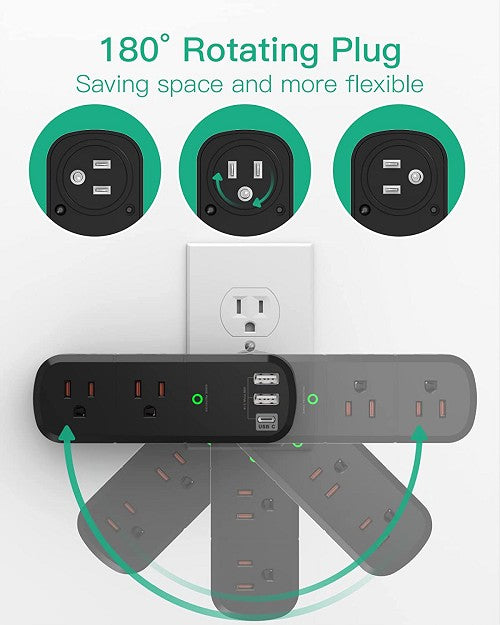 Grounded Low-EMF Phone/Device Charger - Greatest Charger for home, office, and travel - USB A and C plus outlets