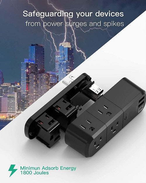 Grounded Low-EMF Phone/Device Charger - Greatest Charger for home, office, and travel - USB A and C plus outlets