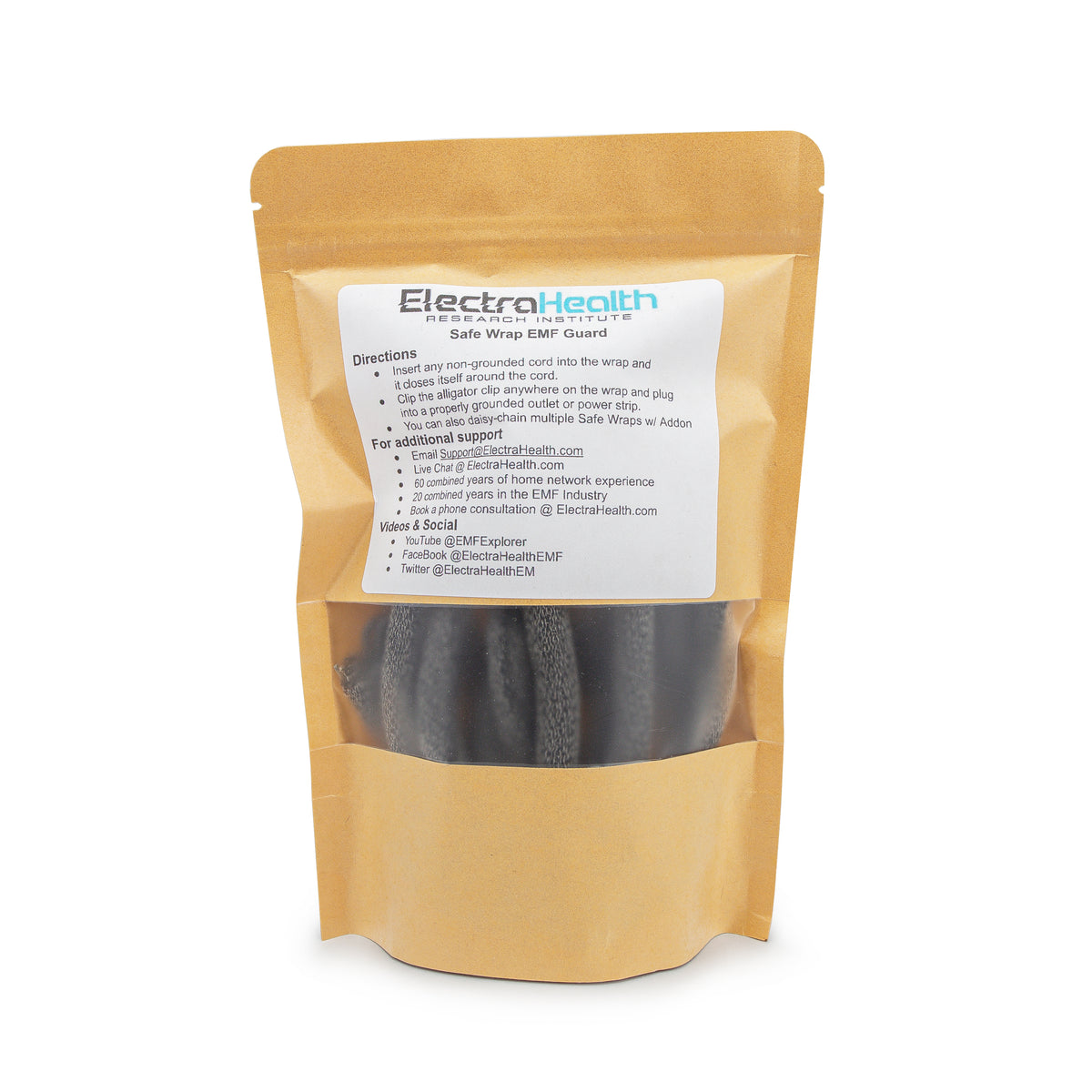 Safe Wrap - Grounded Electric Field EMF Guard for Cords and Cables by ElectraHealth Research Institute