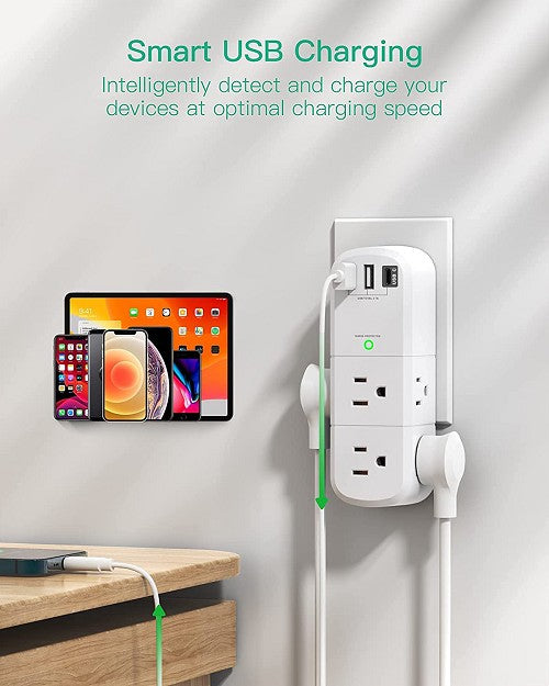 Grounded Low-EMF Phone/Device Charger - Greatest Charger for home, office, and travel - USB A and C plus outlets